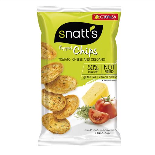 SNATTS POPPED/NOT-FRIED CHIPS TOMATO, CHEESE n OREGANO 75gr