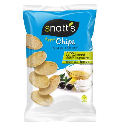 SNATTS POPPED/NOT-FRIED CHIPS OLIVE OIL n SEA SALT 75gr